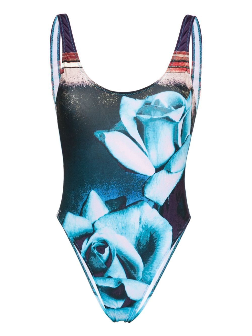 Jean Paul Gaultier The Blue Roses graphic-print swimsuit - 蓝色