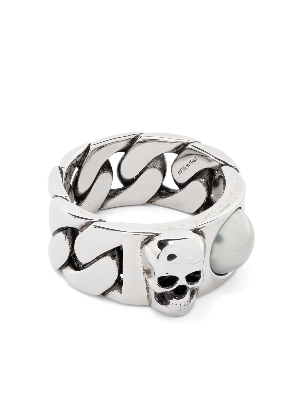 Alexander McQueen Skull & Pearl 戒指 - 银色