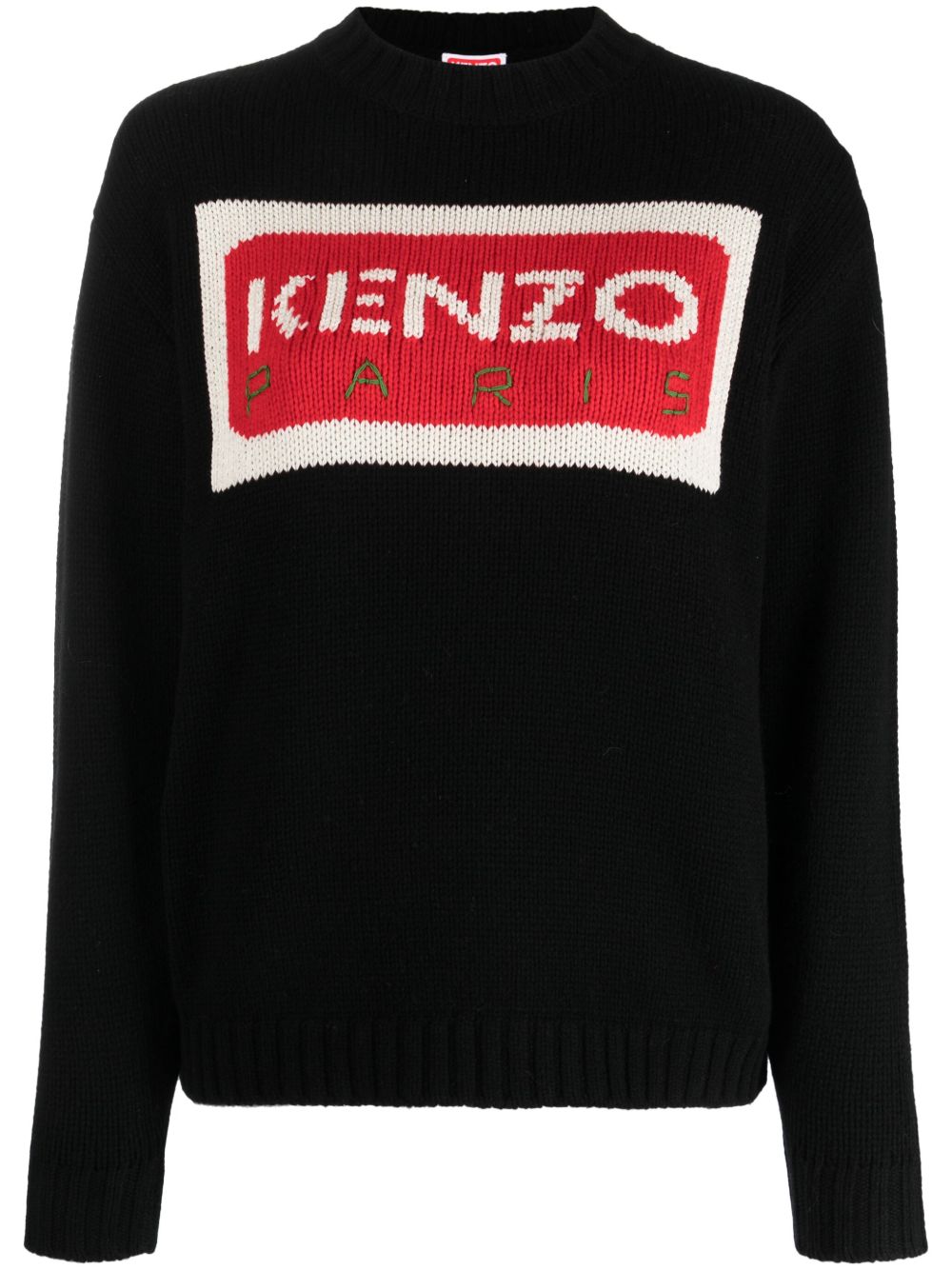 Kenzo Paris logo嵌花毛衣 - 黑色