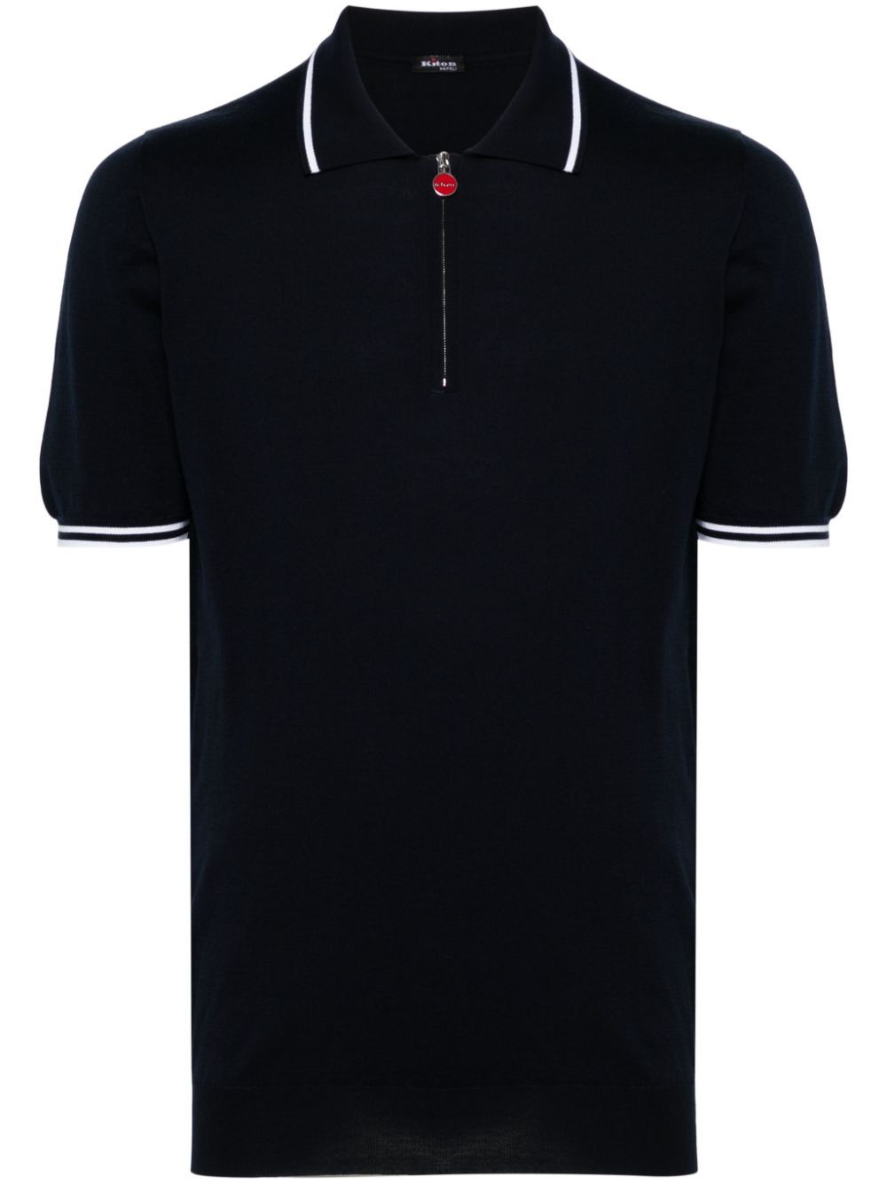 Kiton 拉链棉polo衫 - 蓝色