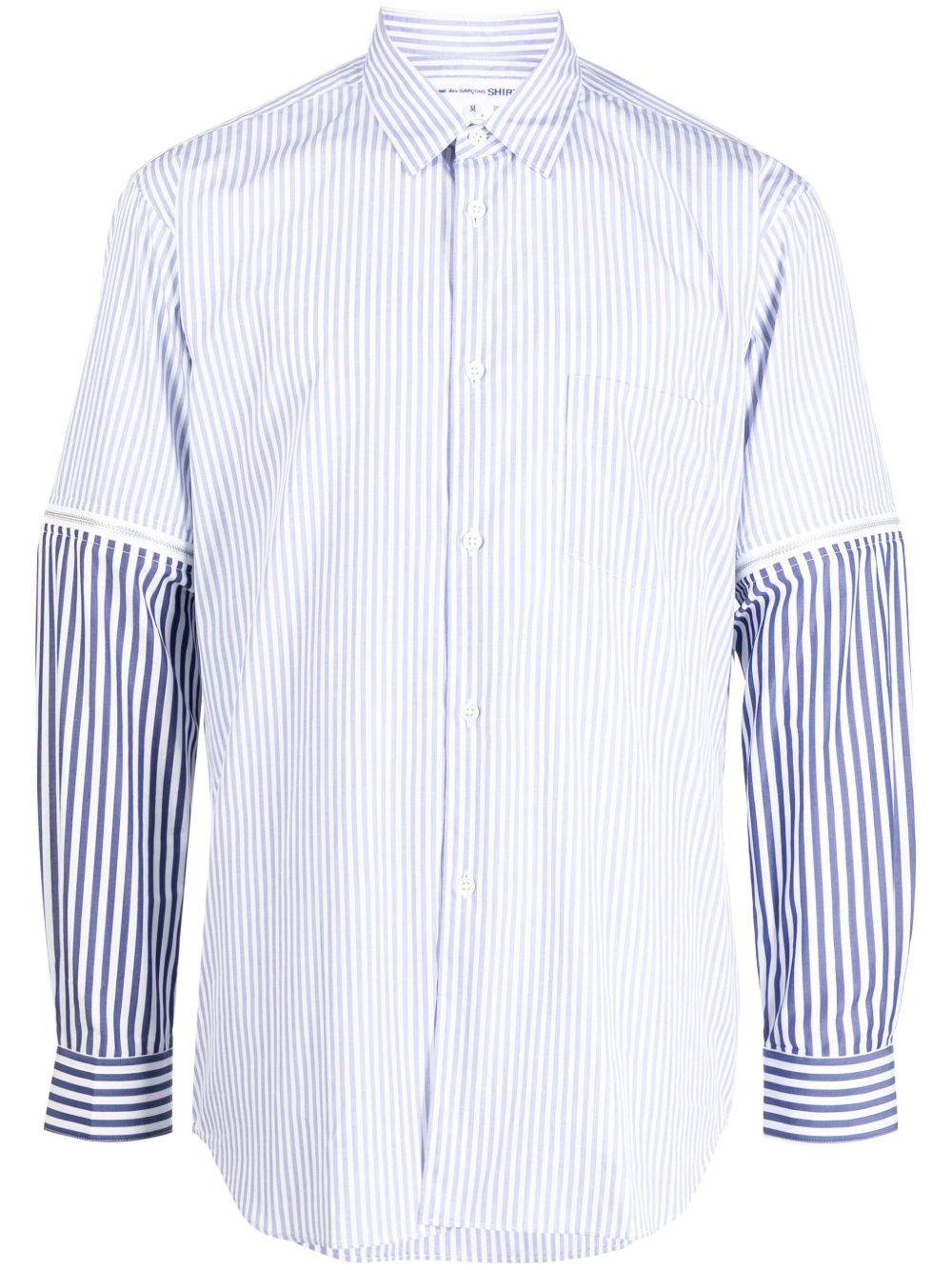 Comme Des Garçons Shirt 条纹拼接棉衬衫 - 蓝色