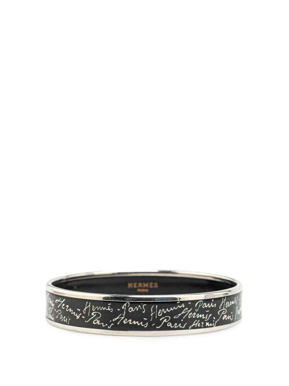 Hermès Pre-Owned Narrow Enamel Script 62 手镯（1951年典藏款） - 黑色