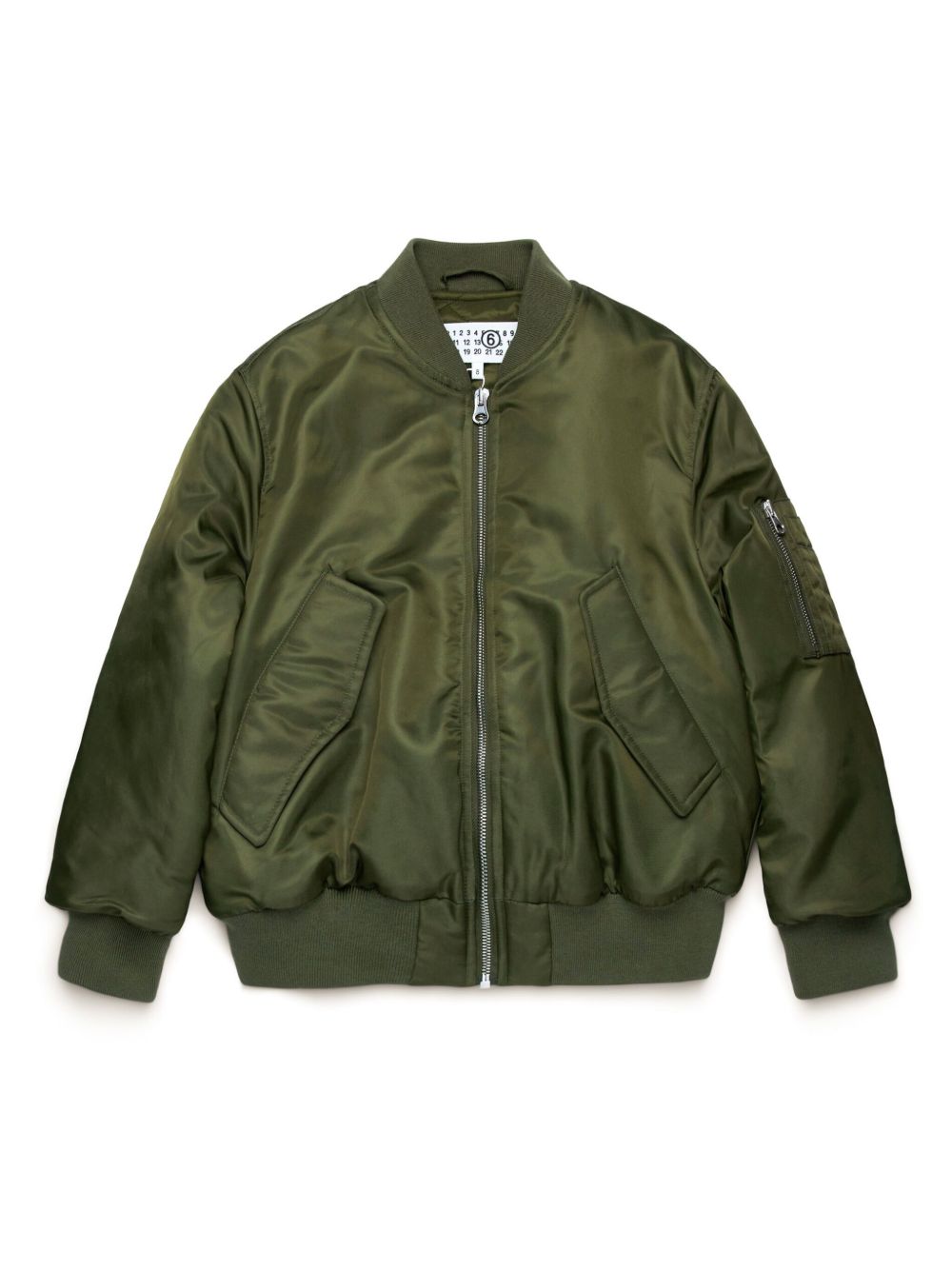MM6 Maison Margiela Kids logo刺绣飞行员夹克 - 绿色