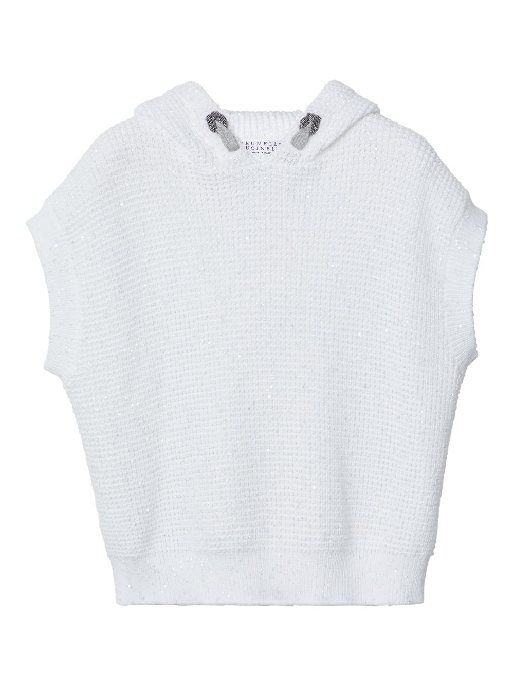 Brunello Cucinelli Kids 亮片缀饰连帽卫衣 - 白色