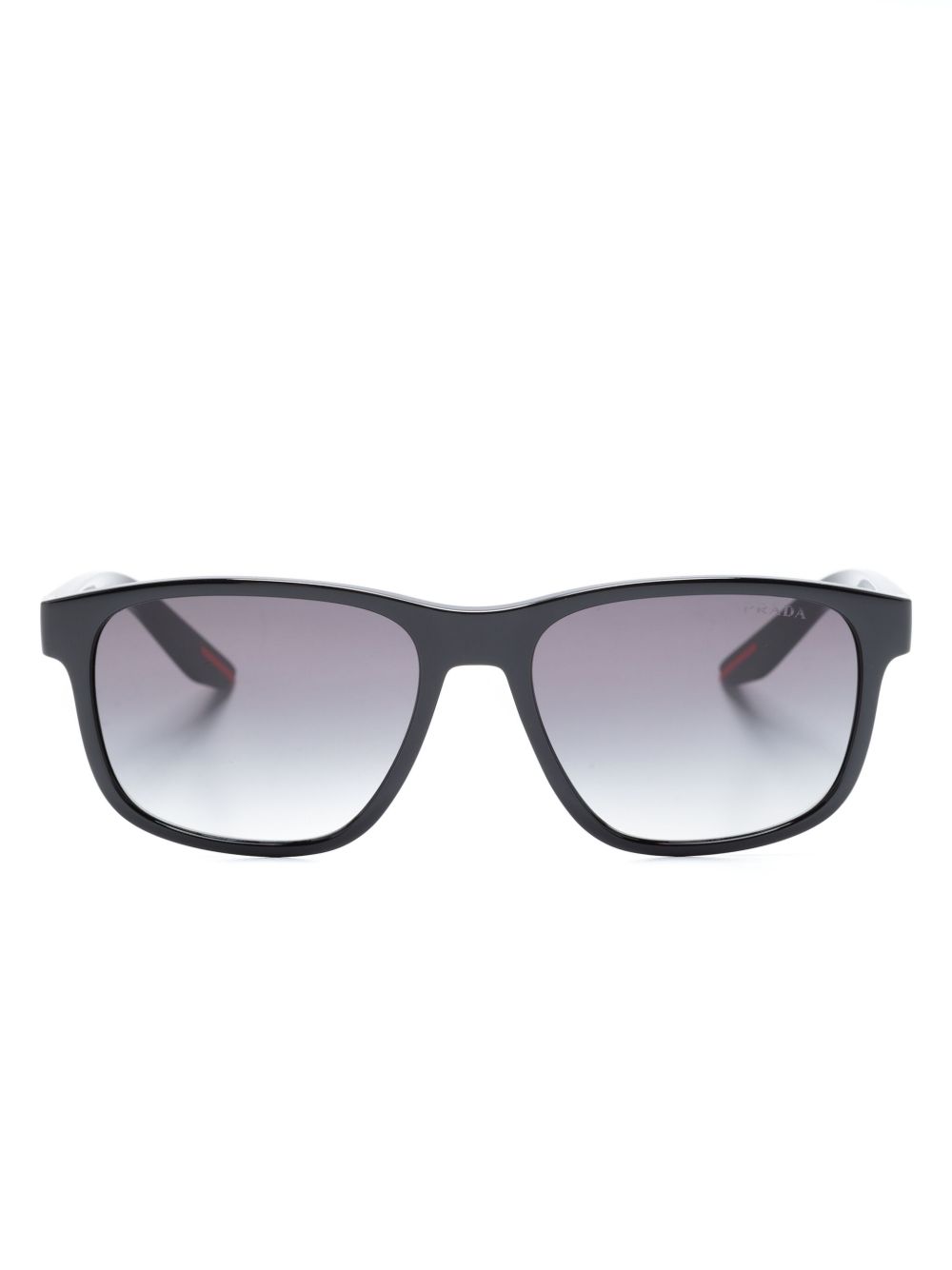 Prada Eyewear Linea Rossa logo方框太阳眼镜 - 黑色