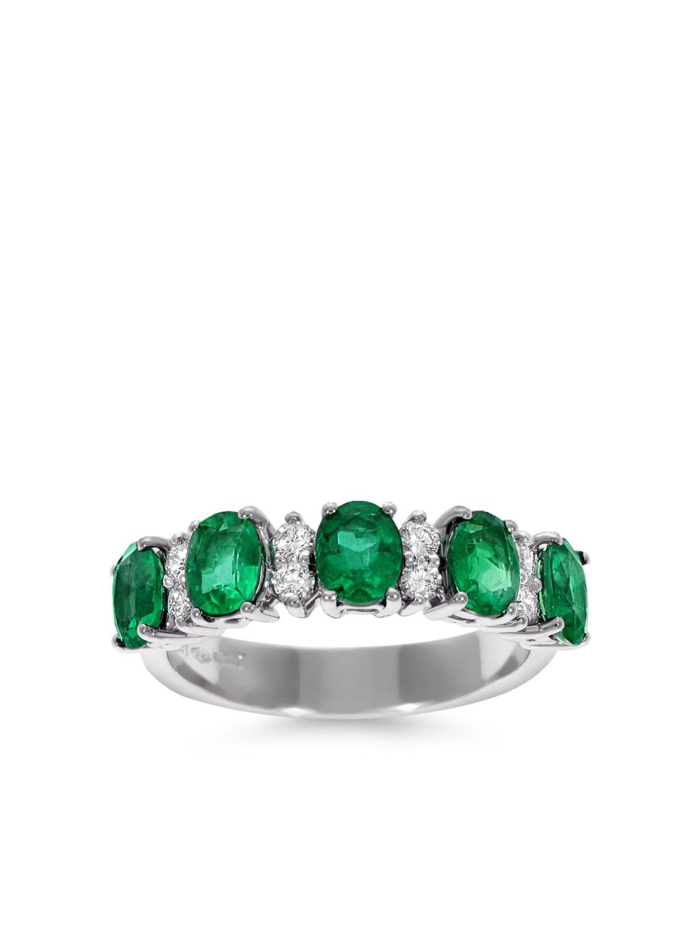 LEO PIZZO Eternity 18K白金钻石祖母绿宝石戒指 - 银色