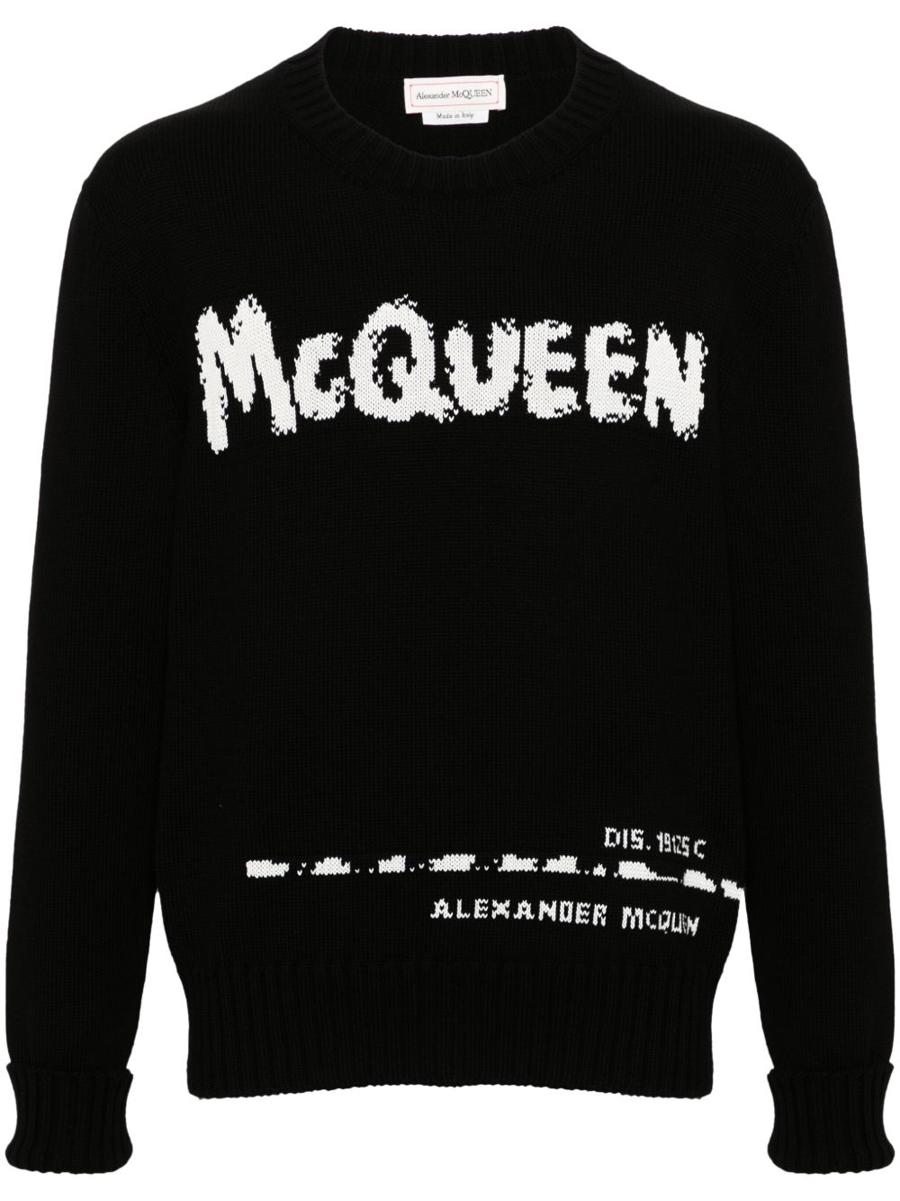 Alexander McQueen logo嵌花针织毛衣 - 黑色