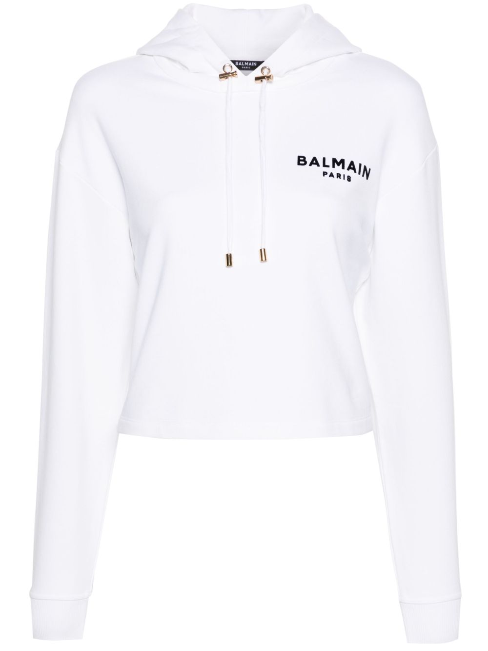 Balmain logo植绒短款连帽衫 - 中性色
