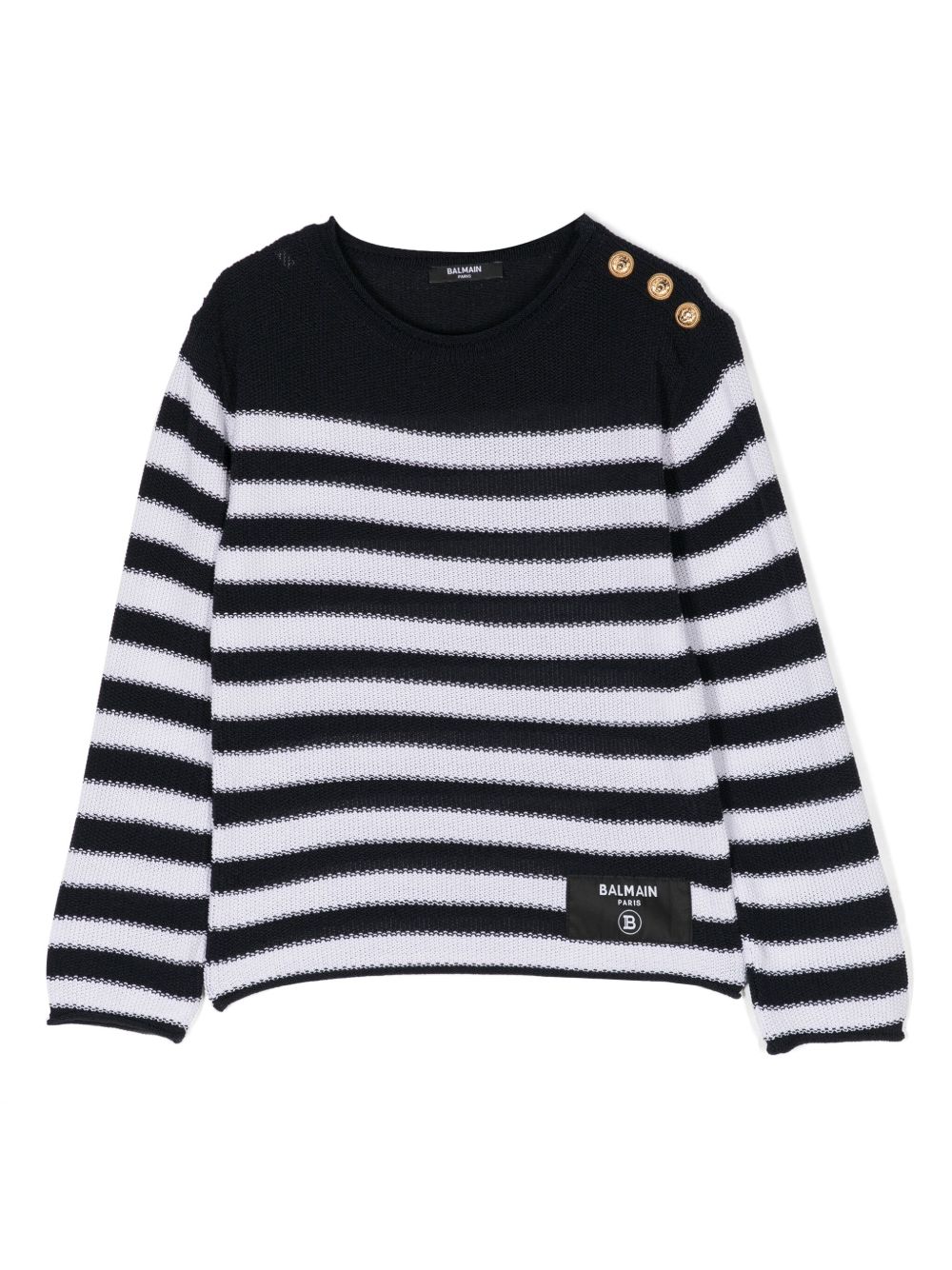 Balmain Kids 条纹针织毛衣 - 黑色