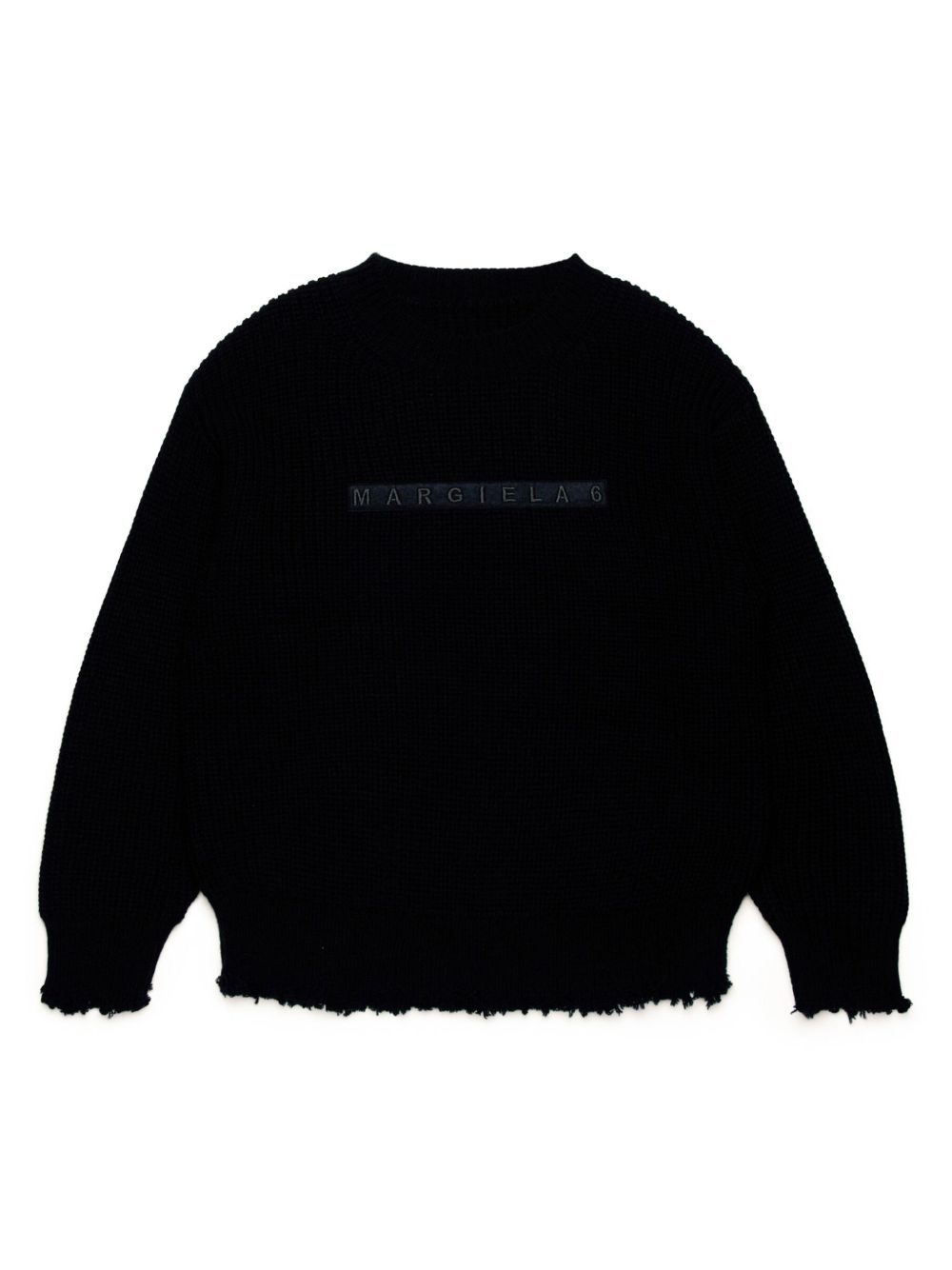 MM6 Maison Margiela Kids logo刺绣圆领毛衣 - 黑色