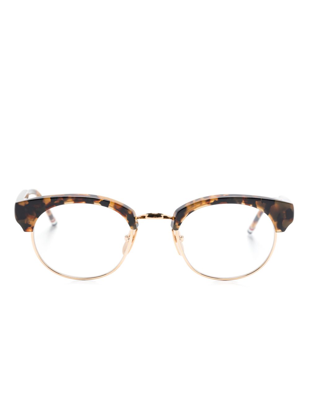 Thom Browne Eyewear 玳瑁纹椭圆形框太阳眼镜 - 褐色