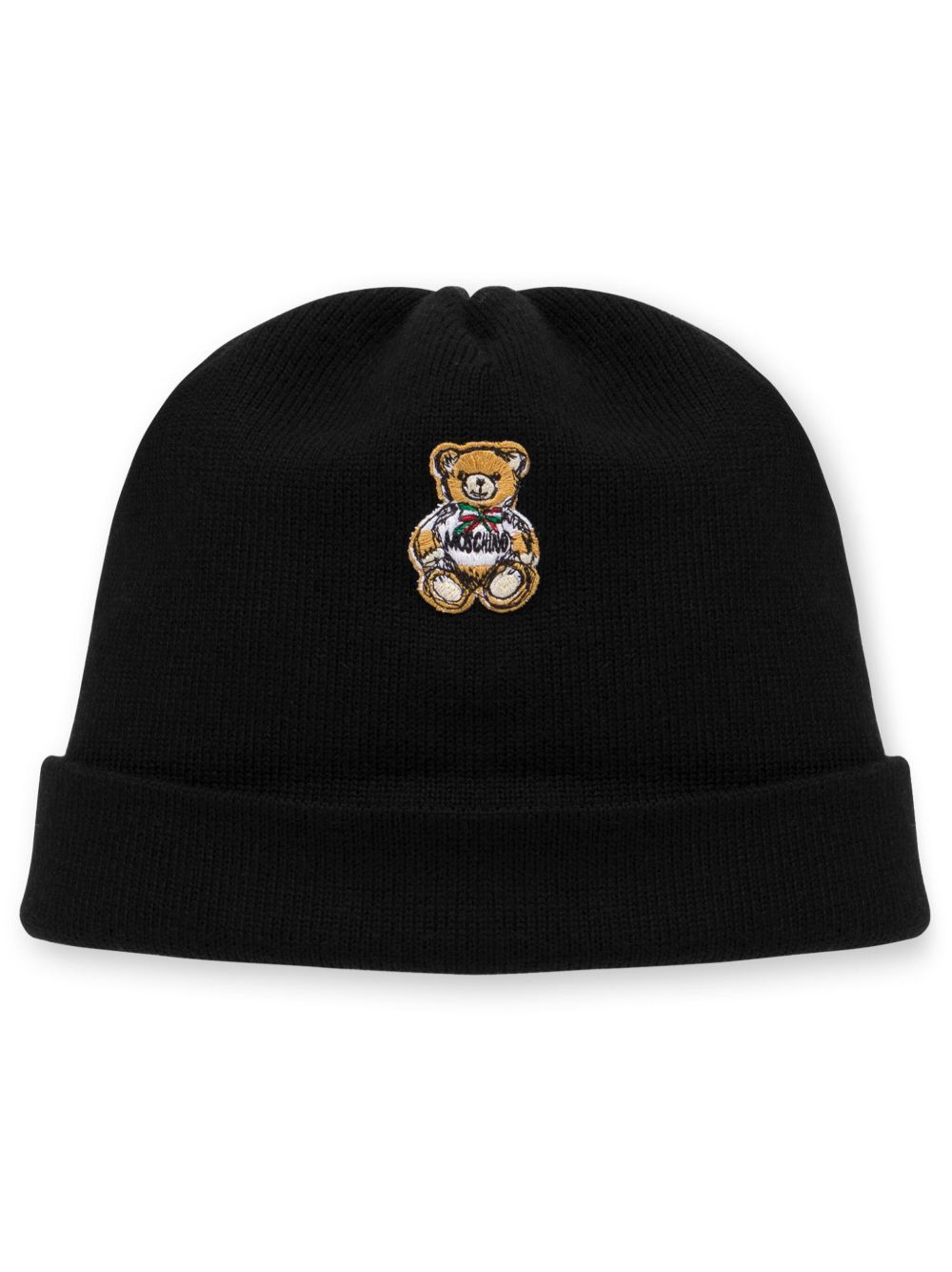 Moschino Teddy Bear 初剪羊毛套头帽 - 黑色