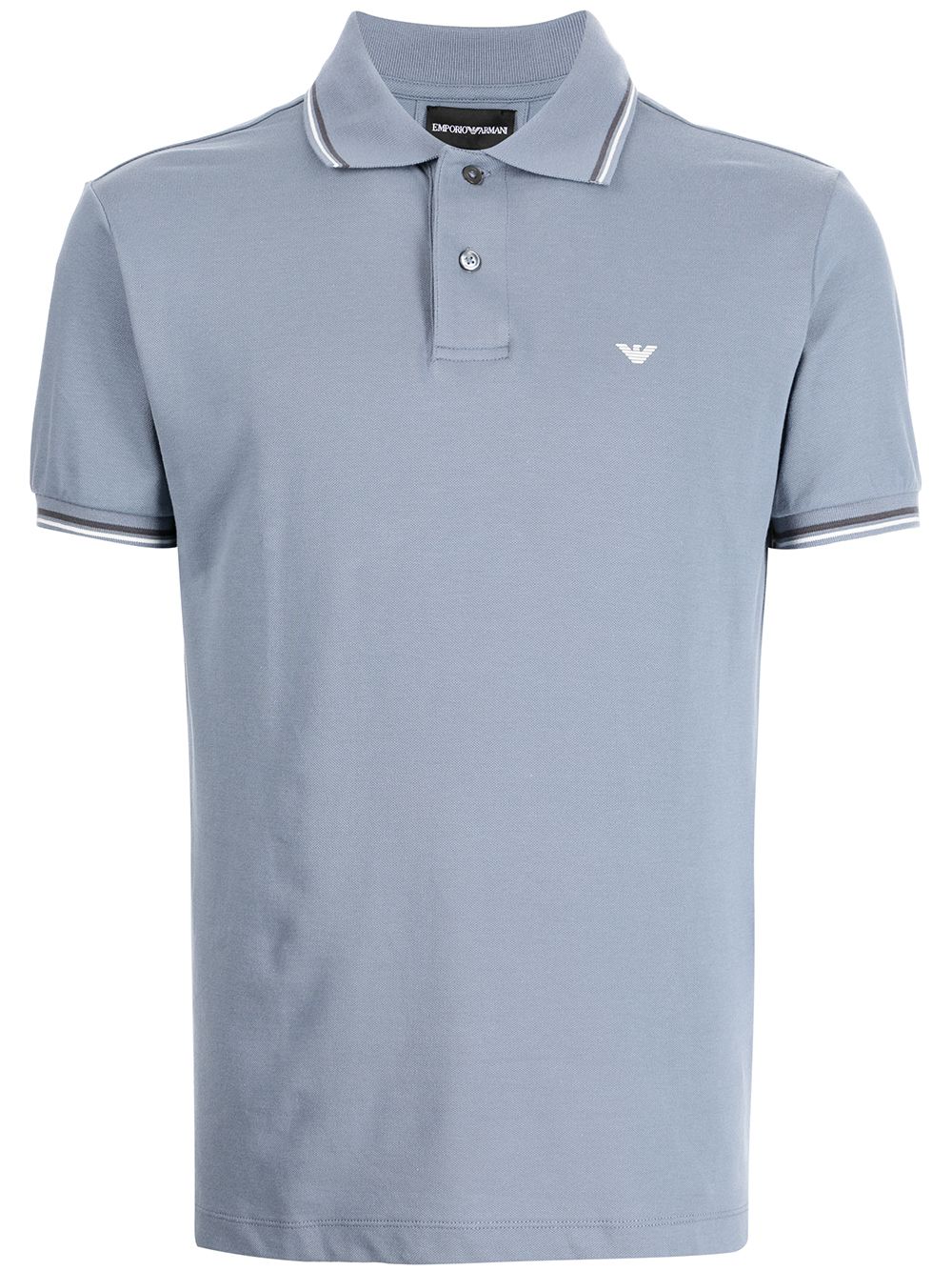 Emporio Armani logo刺绣polo衫 - 蓝色