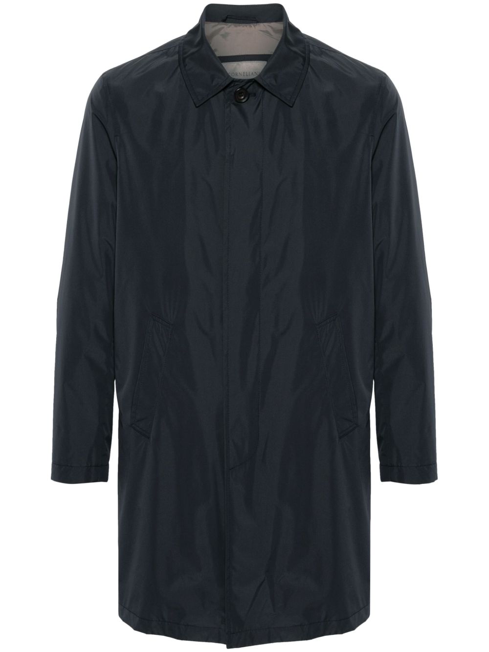 Corneliani 宽领纽扣雨衣 - 蓝色