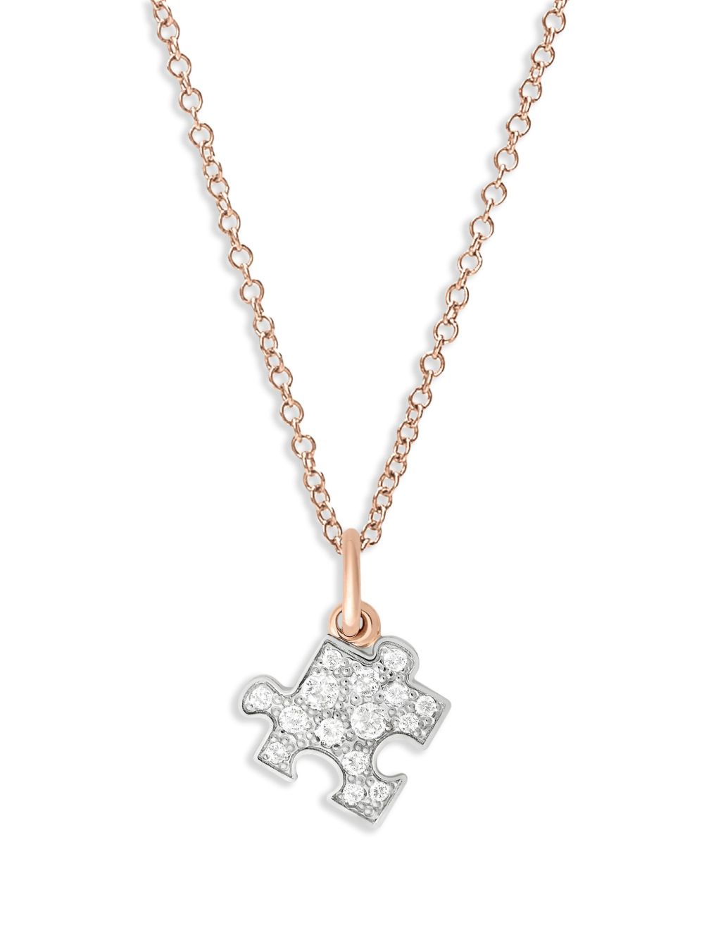 Dodo 9K玫瑰金 Precious Puzzle 钻石吊饰 - 银色