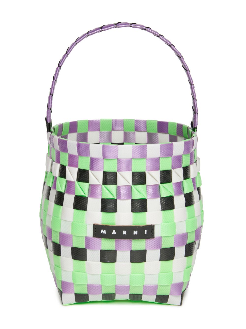 Marni Kids logo贴花编织水桶包 - 绿色