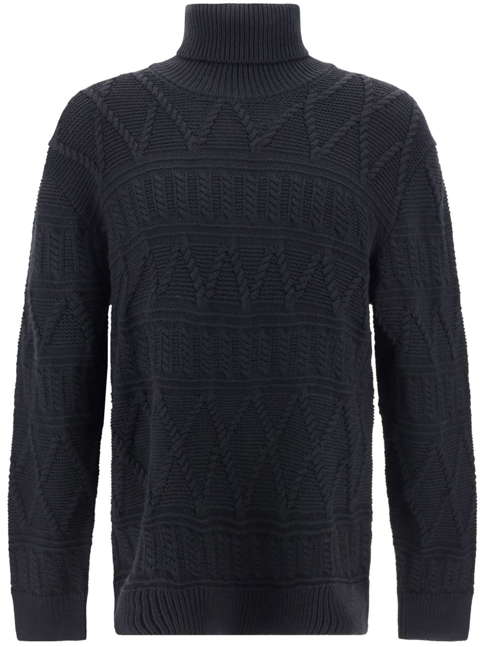 Zegna 粗绞花针织毛衣 - 黑色