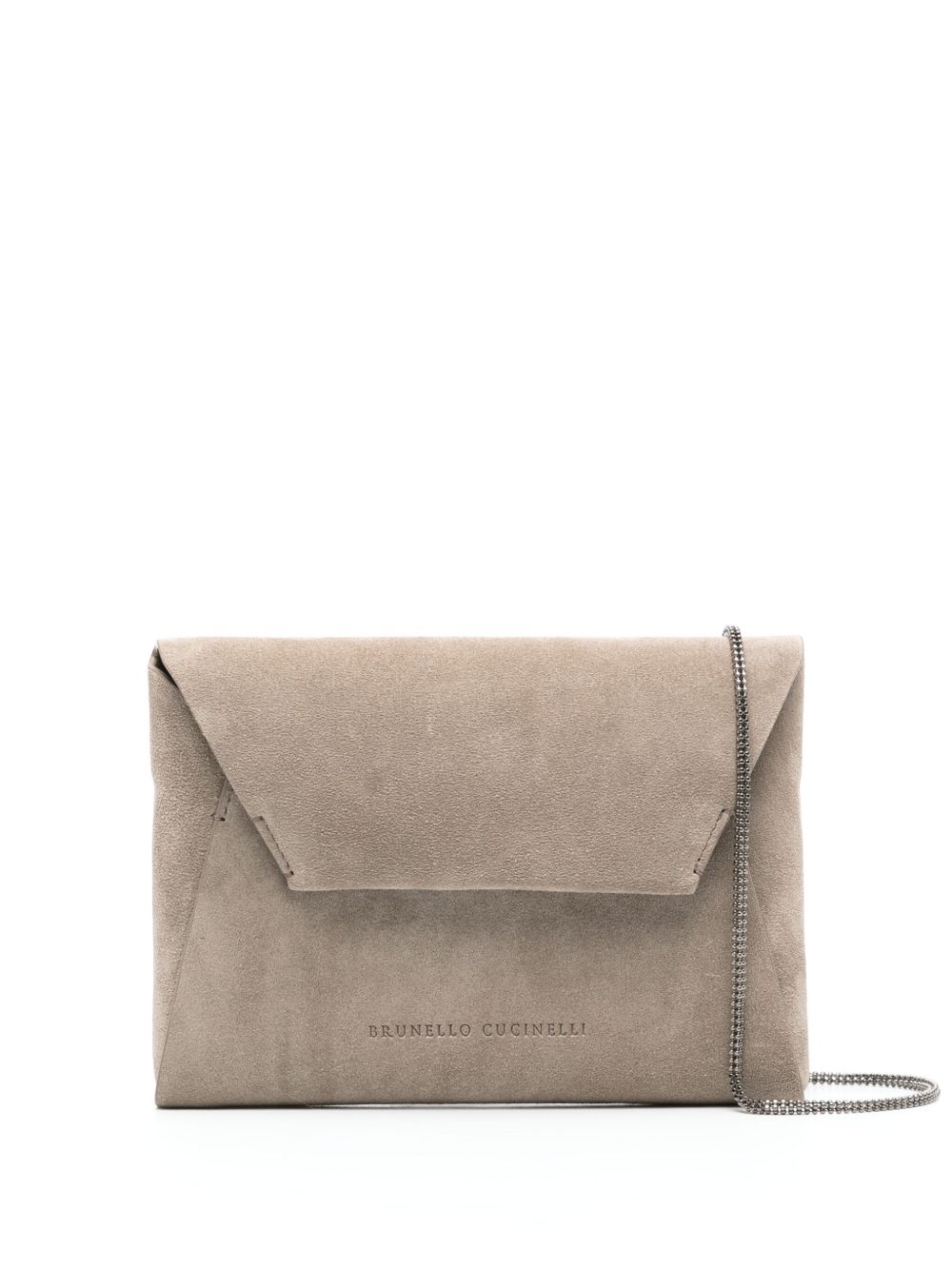 Brunello Cucinelli suede clutch bag - 灰色
