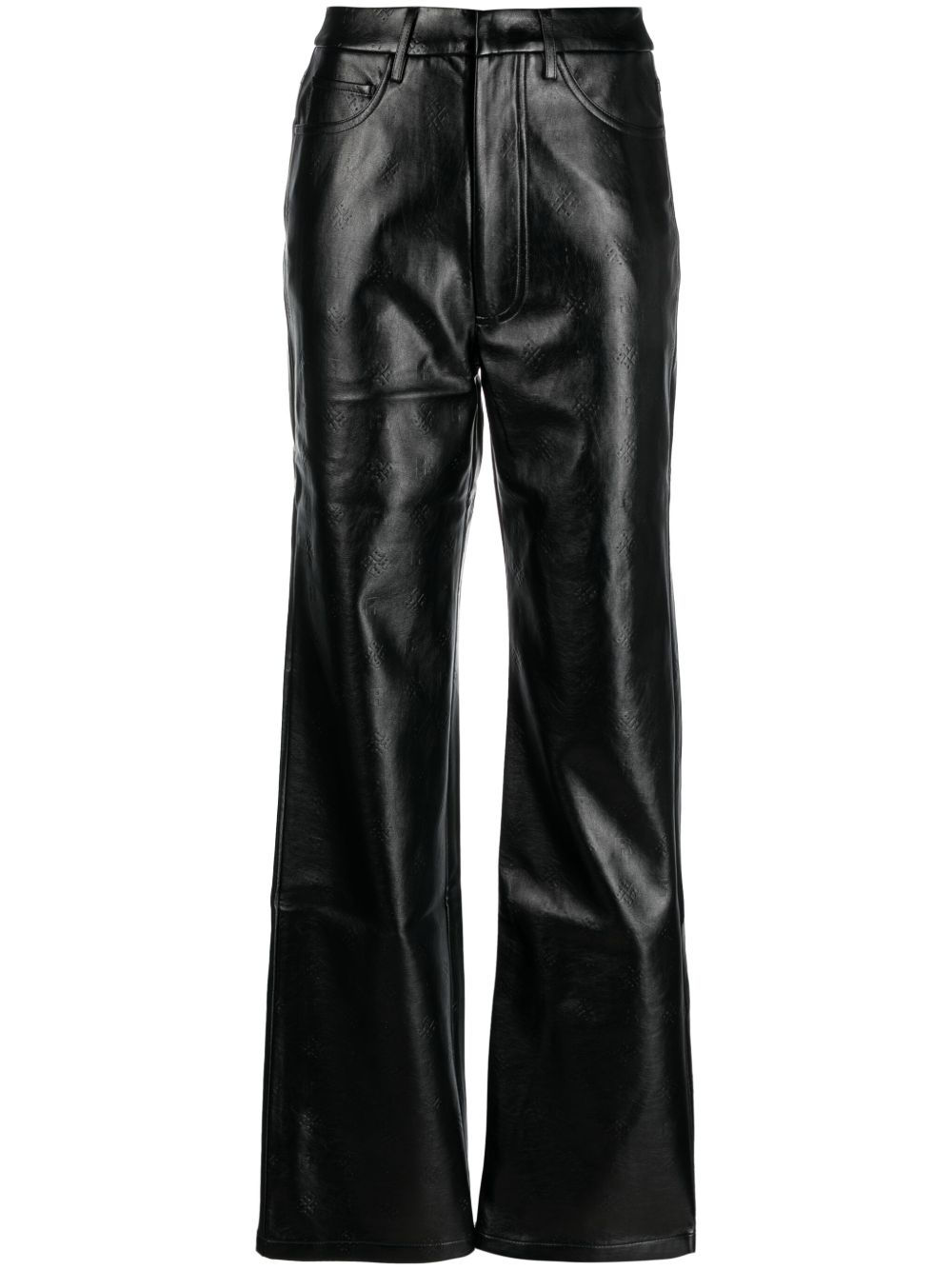 ROTATE BIRGER CHRISTENSEN logo压纹阔腿裤 - 黑色