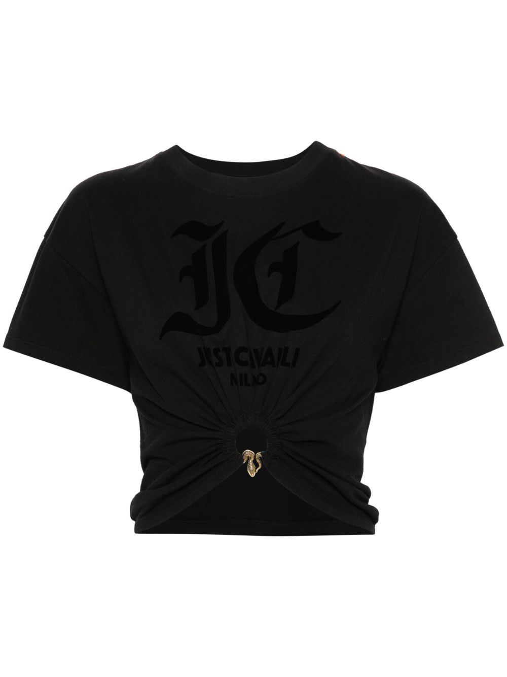Just Cavalli 植绒logo短款上衣 - 黑色