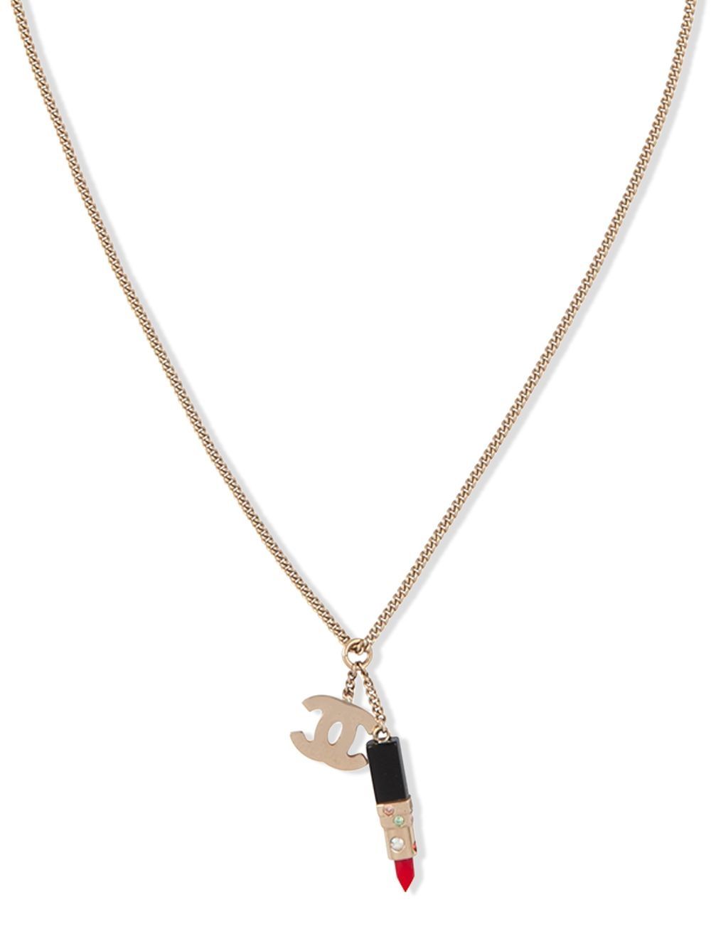 CHANEL Pre-Owned 唇膏造型logo项链（2004年典藏款） - 金色