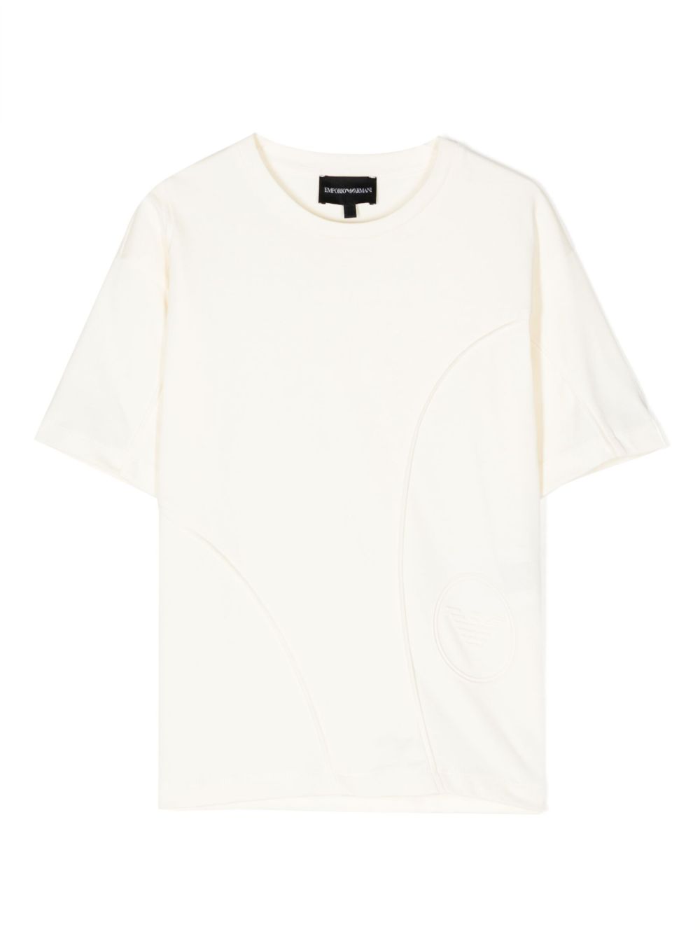 Emporio Armani Kids 缝线细节棉T恤 - 中性色