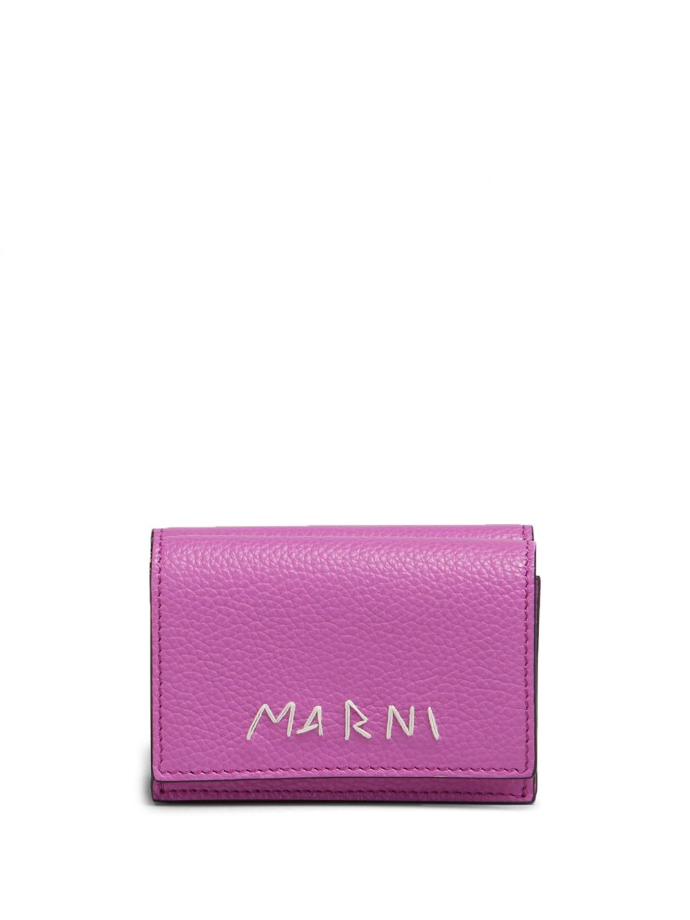 Marni logo刺绣三折皮质钱包 - 粉色