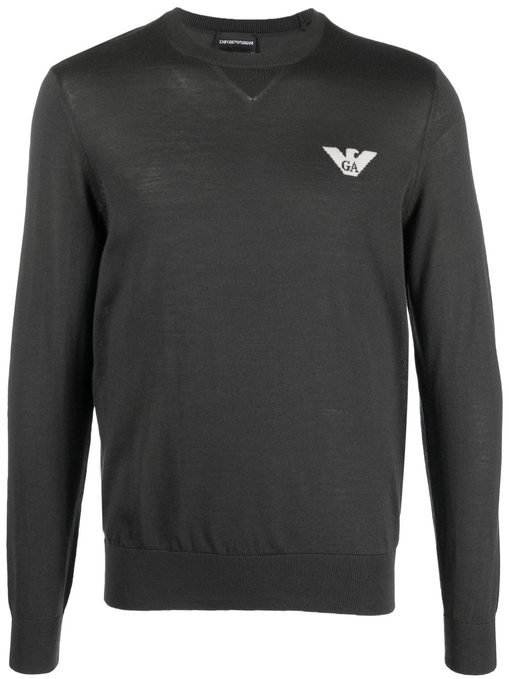 Emporio Armani Eagle 提花初剪羊毛毛衣 - 绿色