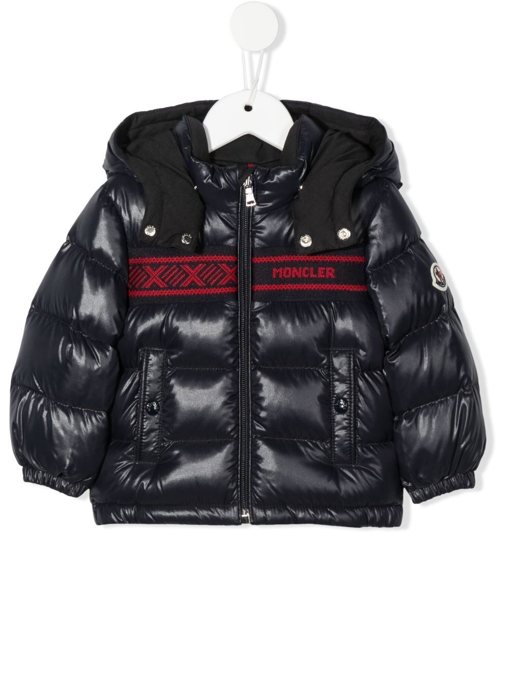 Moncler Enfant 盟可睐 Enfant logo针织拼接填充夹克 - 蓝色