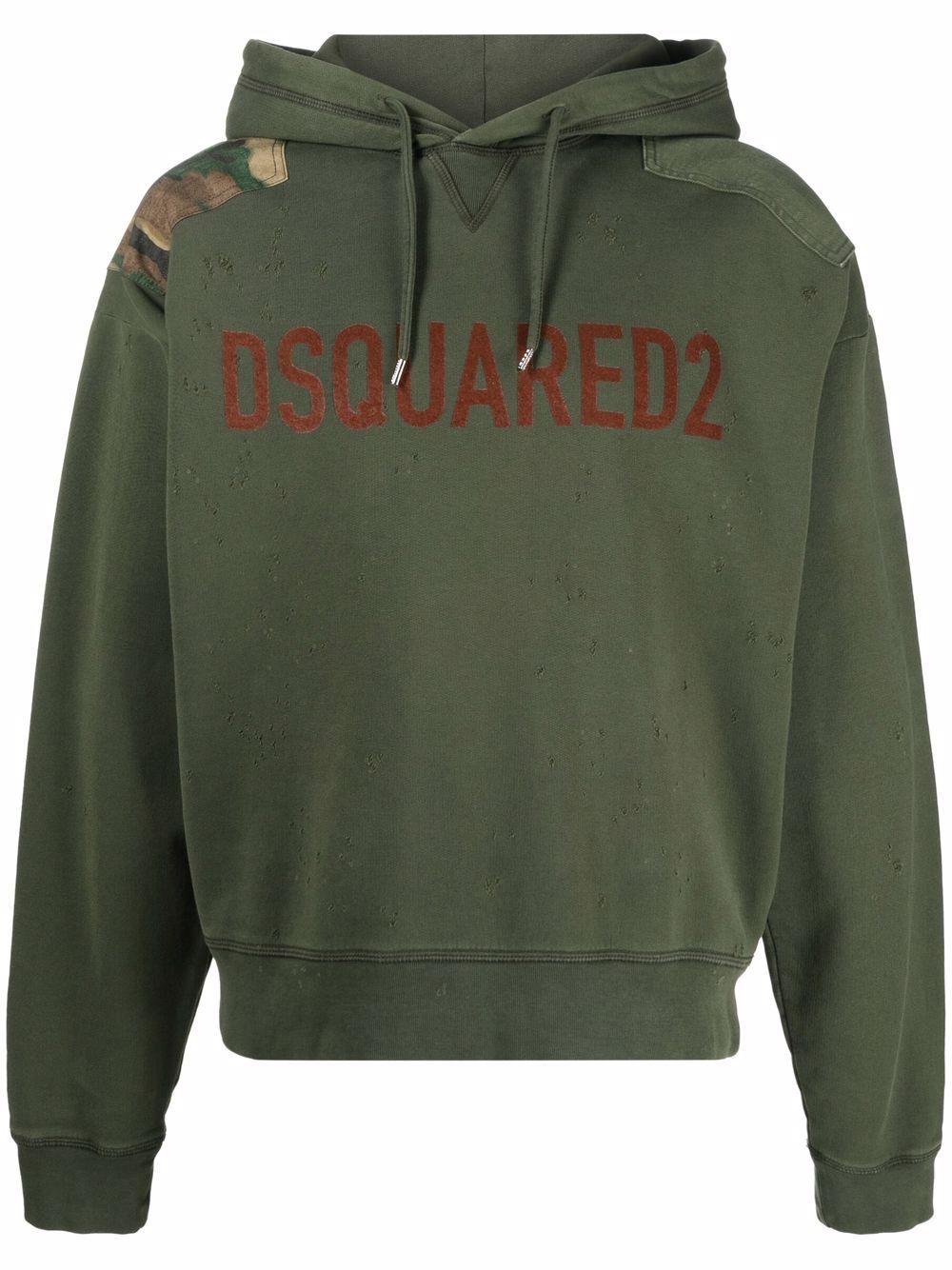 DSQUARED2 D2次方 logo印花棉连帽衫 - 绿色