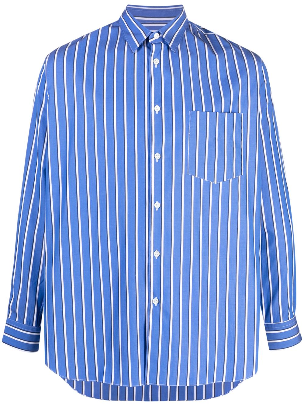 Comme Des Garçons Shirt 直条纹棉衬衫 - 蓝色