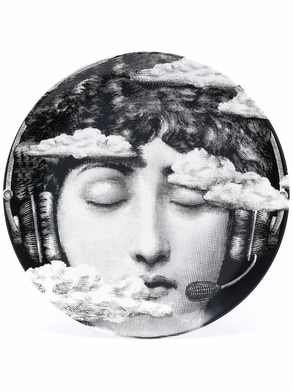 Fornasetti 图案陶瓷餐盘 - 黑色
