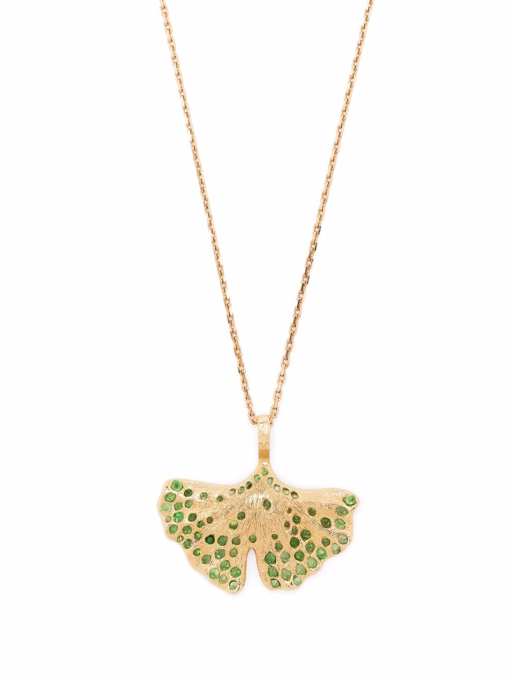 Aurelie Bidermann Gingko 18K黄金沙弗莱石项链 - 金色