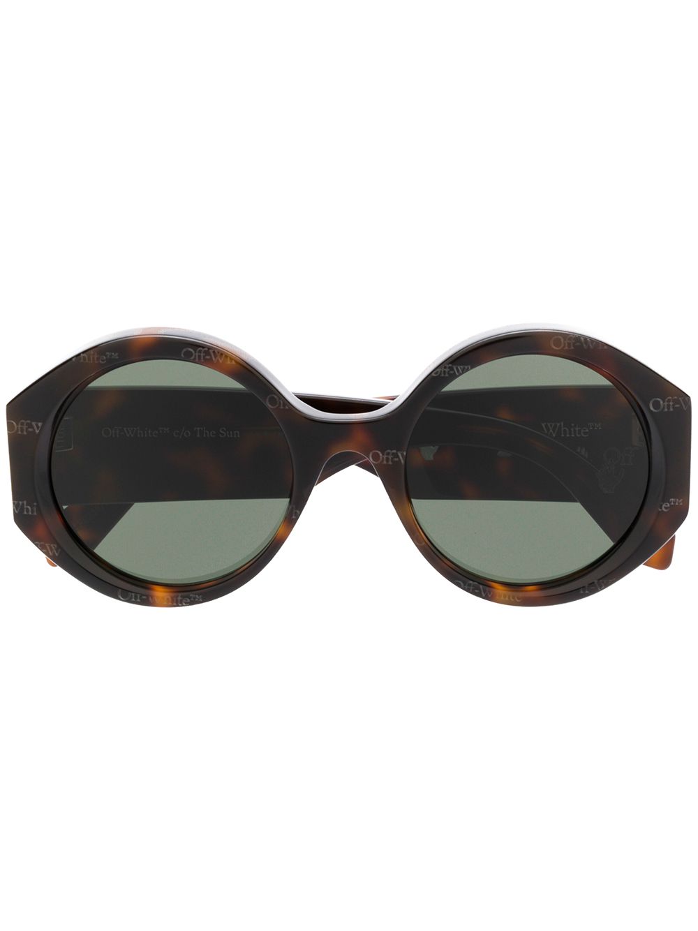Off-White Eyewear 玳瑁纹圆框太阳眼镜 - 褐色