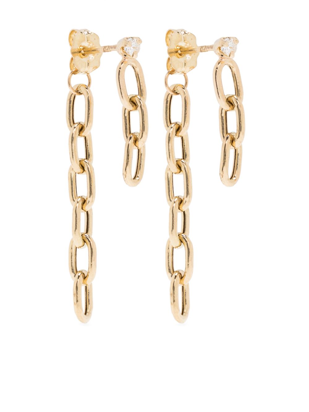 Zoë Chicco 14K黄金中号钻石吊饰耳环 - 金色