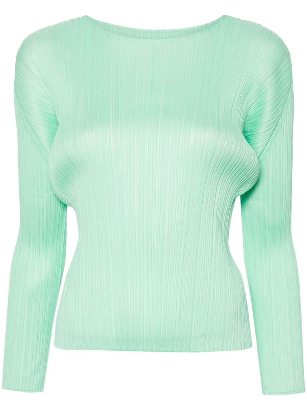 Pleats Please Issey Miyake 圆领细褶T恤 - 绿色
