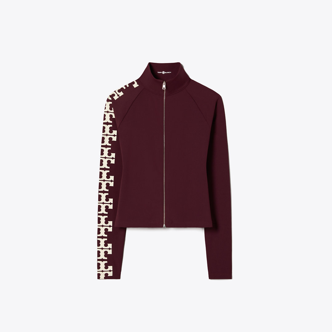 Tory Burch Nylon Logo Zip Top