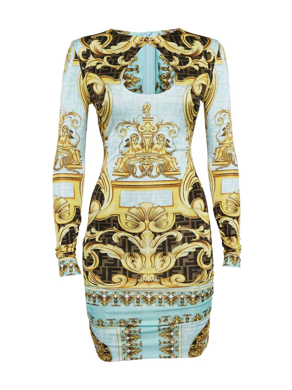 FENDI Fendace Gold Baroque Mini Dress - 蓝色