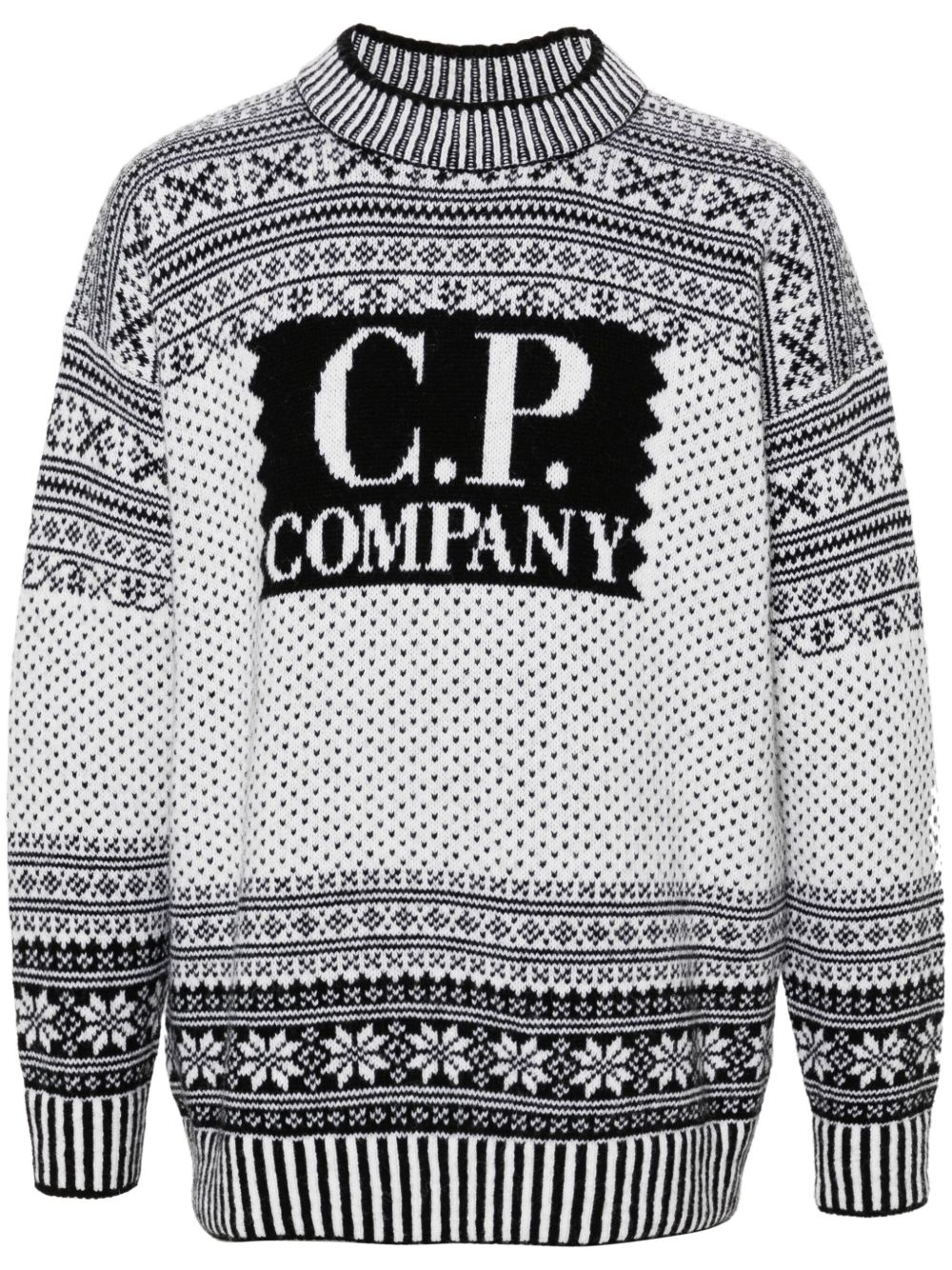 C.P. Company logo嵌花毛衣 - 黑色