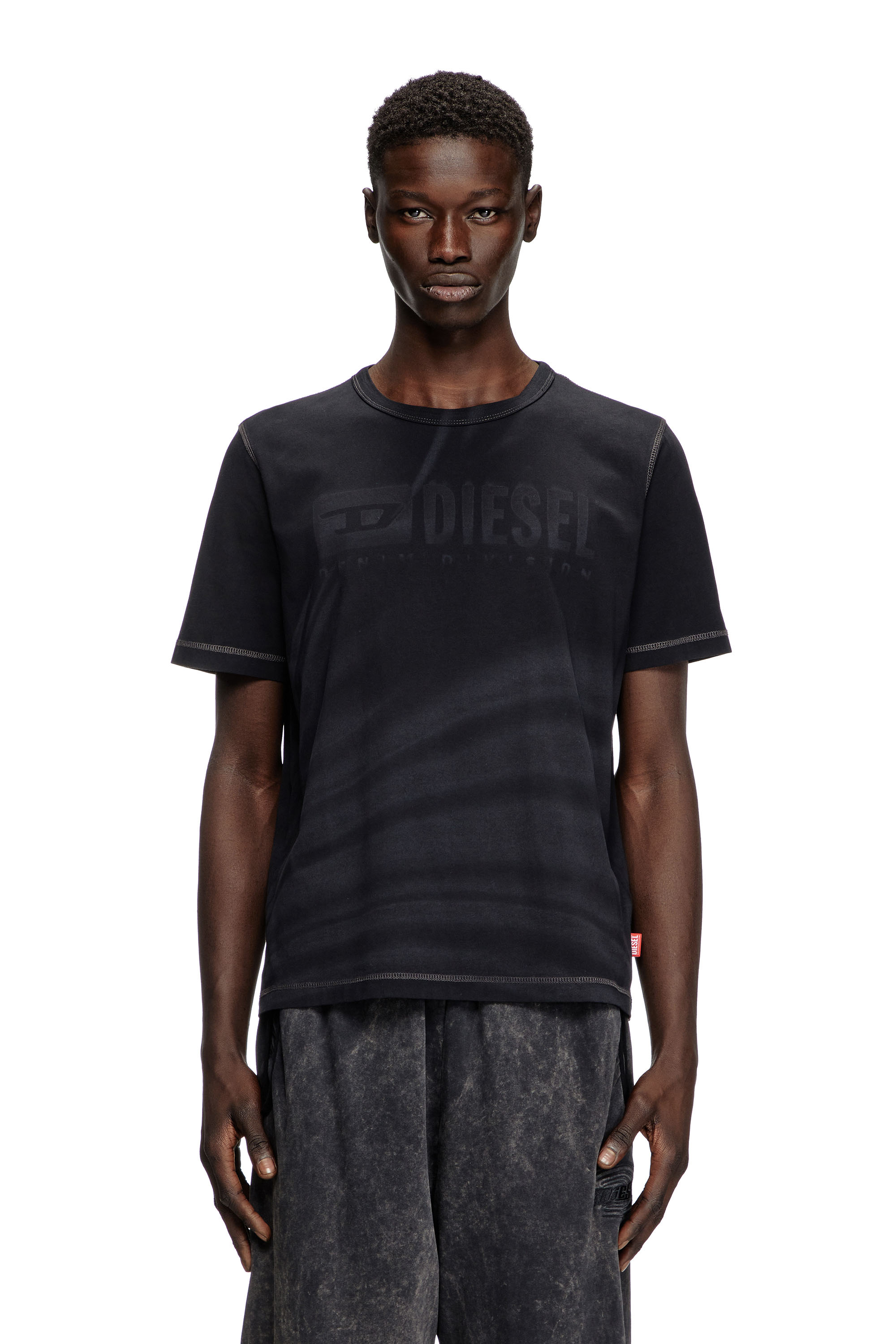 Diesel - Laser-faded logo T-shirt - T-Shirts - Man - Black