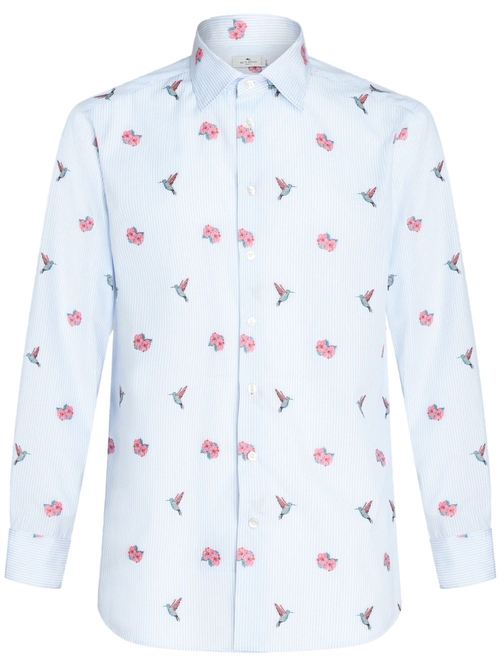 ETRO 图案提花棉衬衫 - 蓝色
