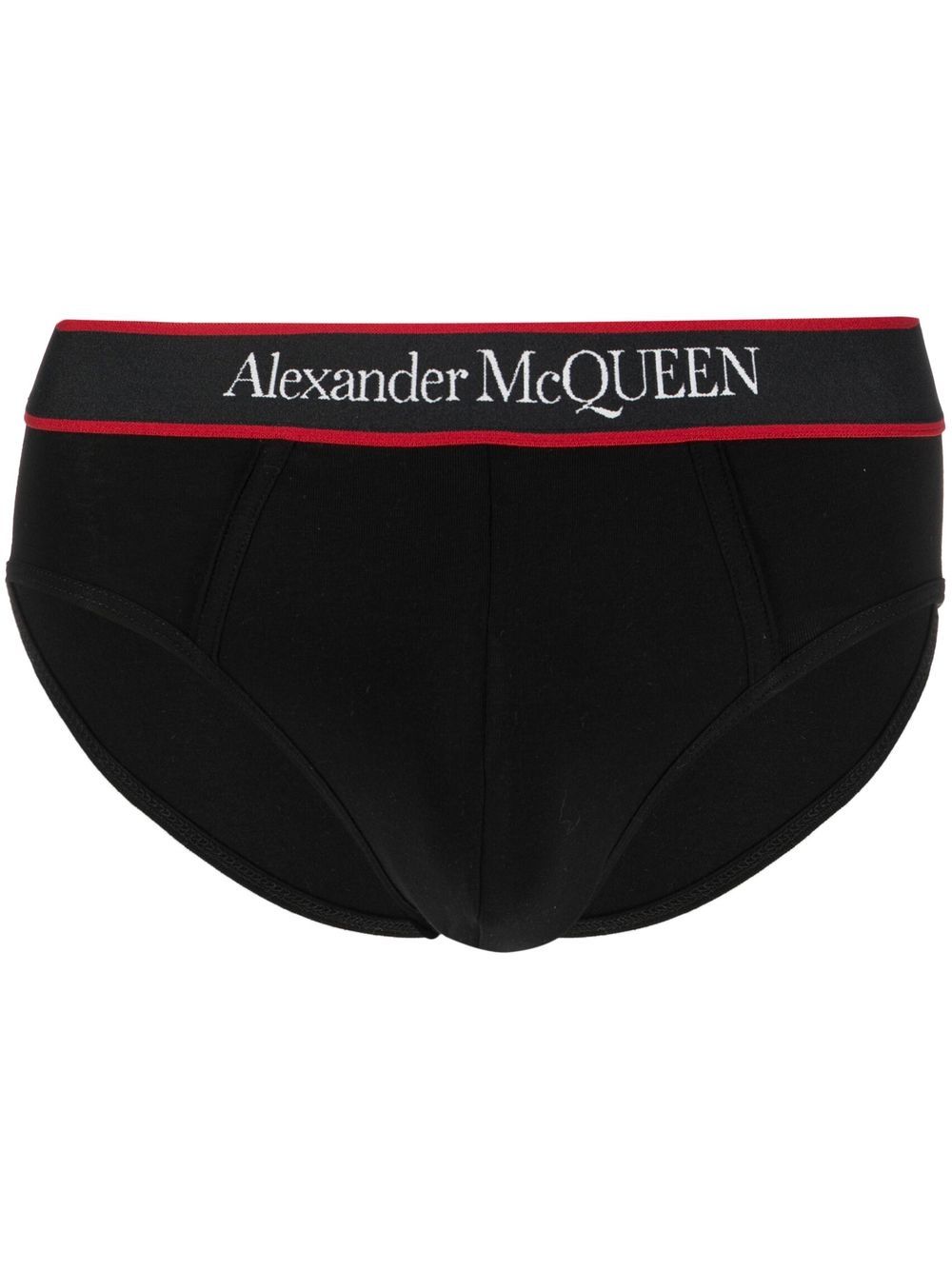 Alexander McQueen 亚历山大·麦昆 logo裤腰棉三角内裤 - 黑色