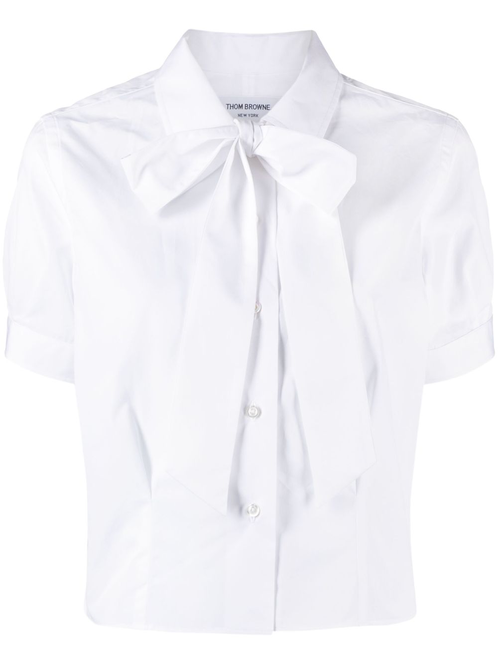 Thom Browne 短袖府绸衬衫 - 白色