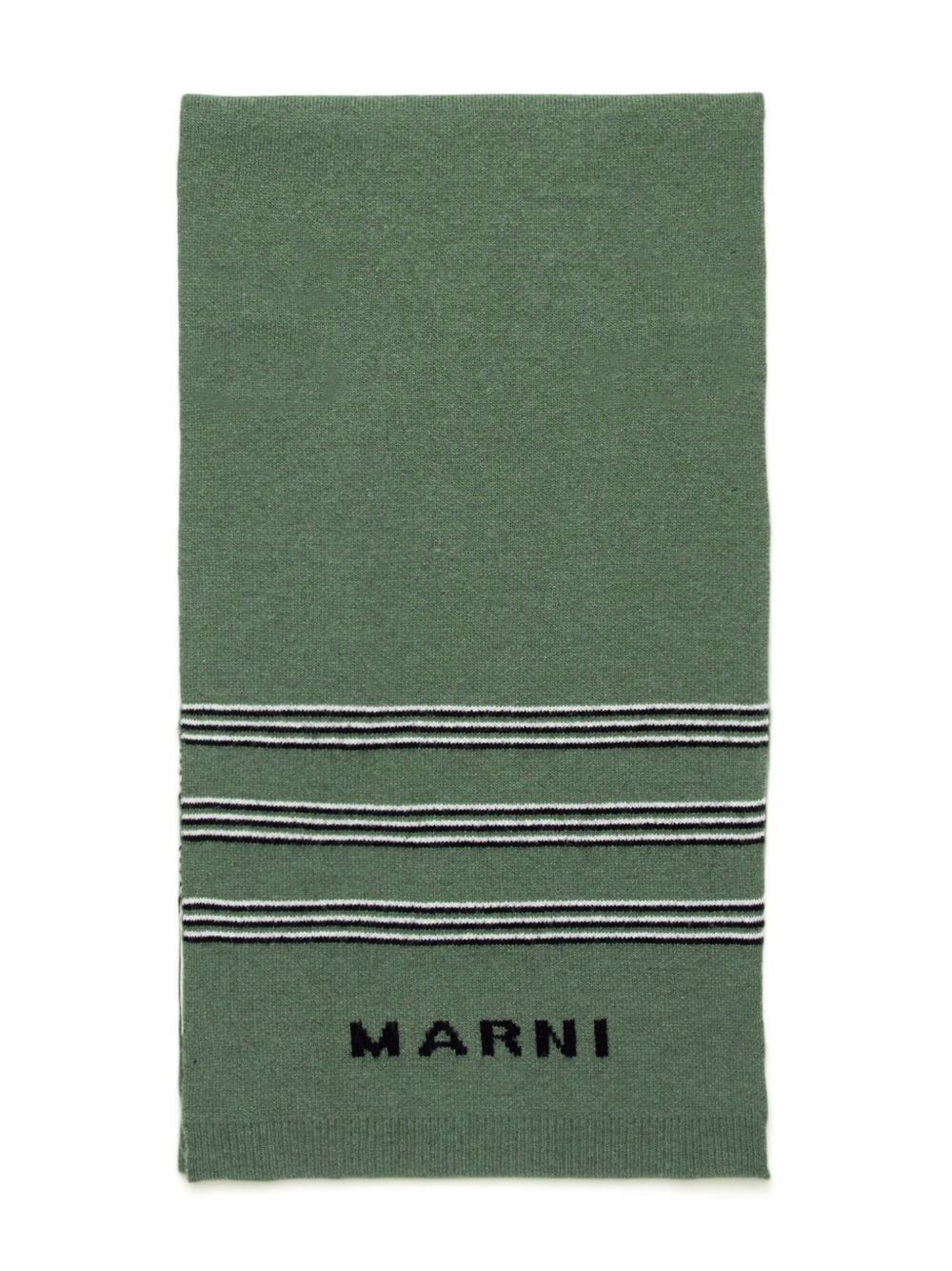 Marni Kids 条纹细节针织围巾 - 绿色
