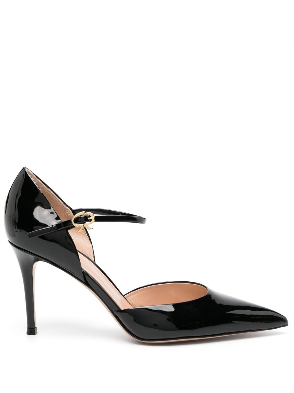 Gianvito Rossi 皮质尖头高跟鞋 - 黑色