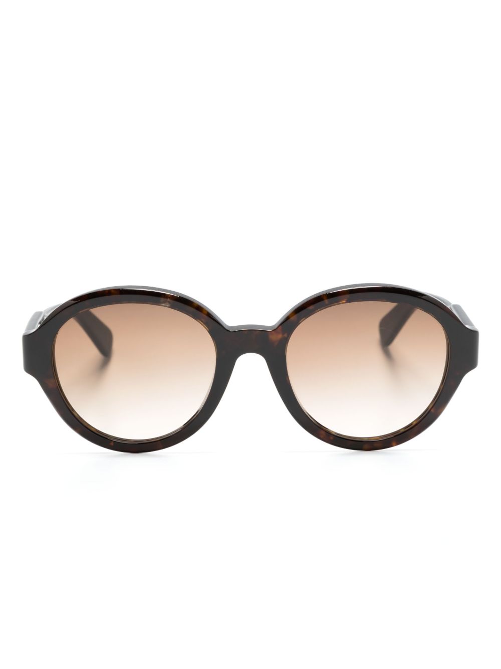 Chloé Eyewear 玳瑁纹效果圆框太阳眼镜 - 褐色