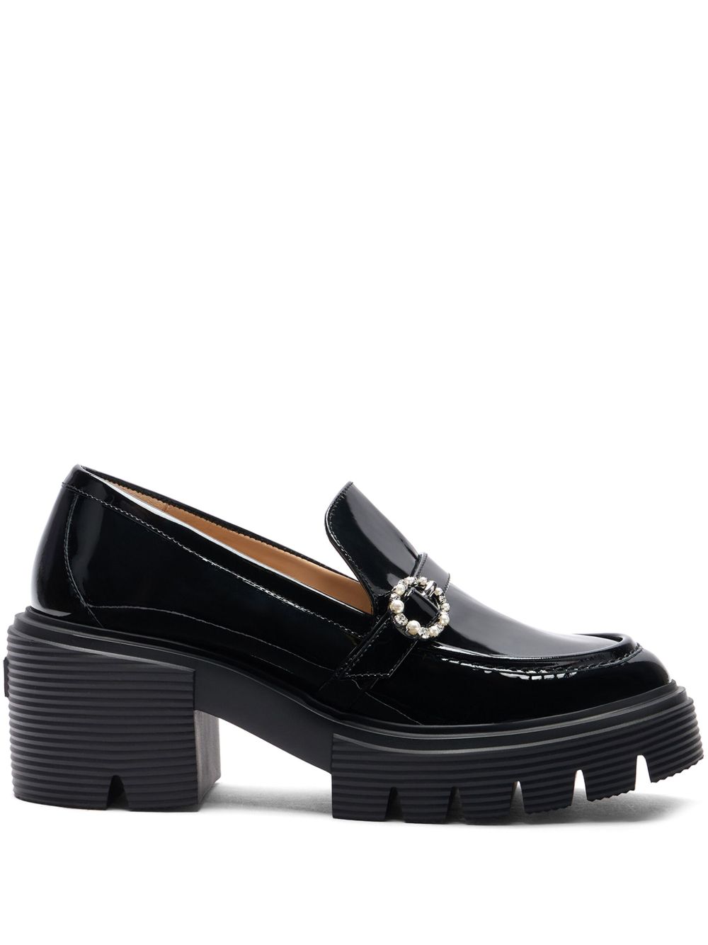 Stuart Weitzman 皮质中跟乐福鞋（6厘米） - 黑色