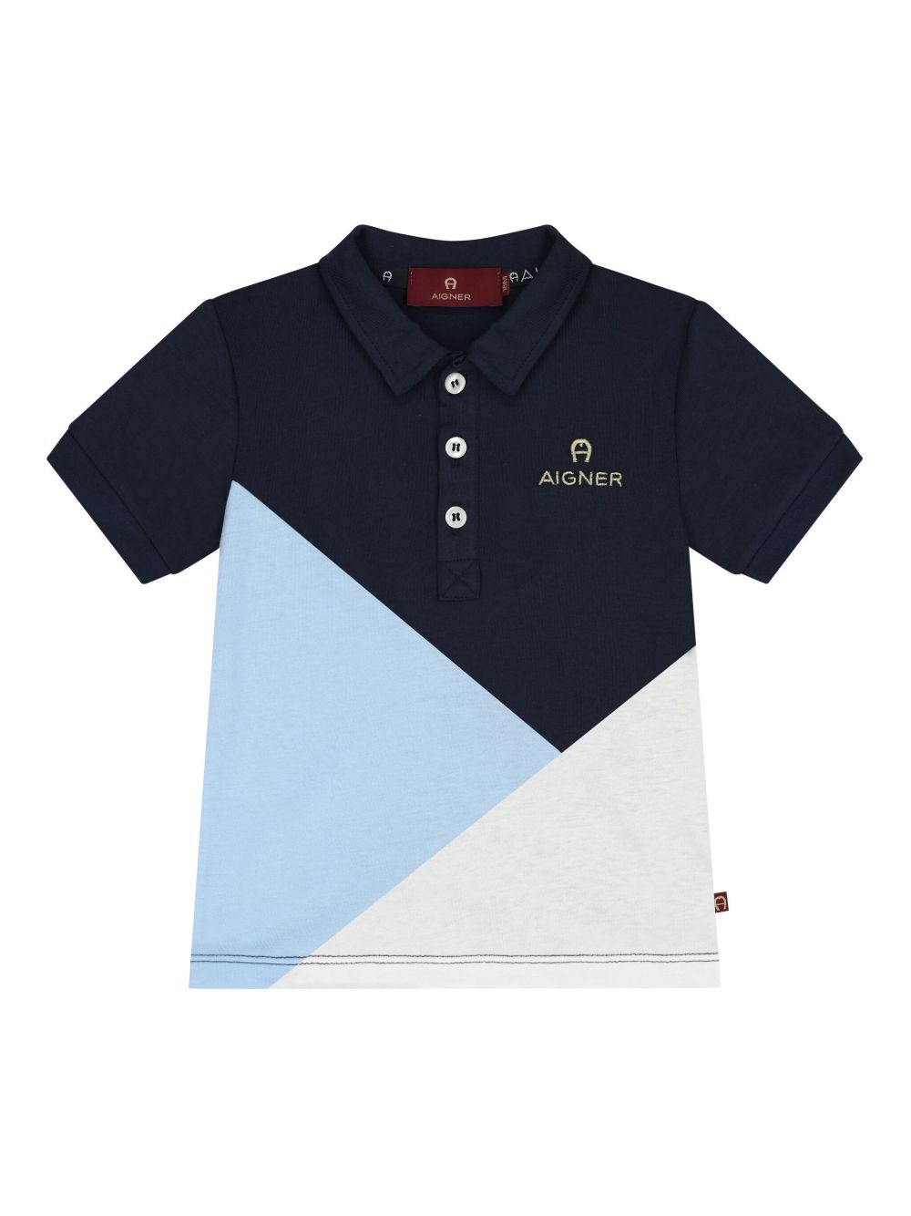 Aigner Kids logo刺绣polo衫 - 蓝色