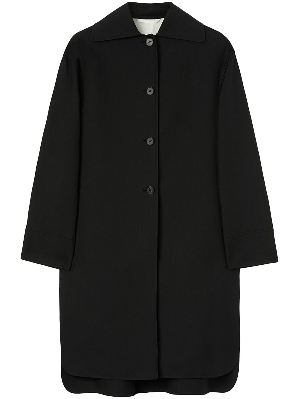 Jil Sander 不对称下摆棉外套 - 黑色