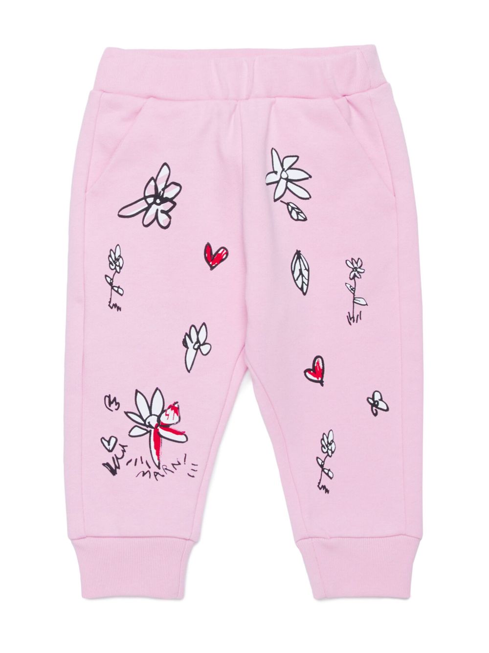 Marni Kids 图案印花长裤 - 粉色